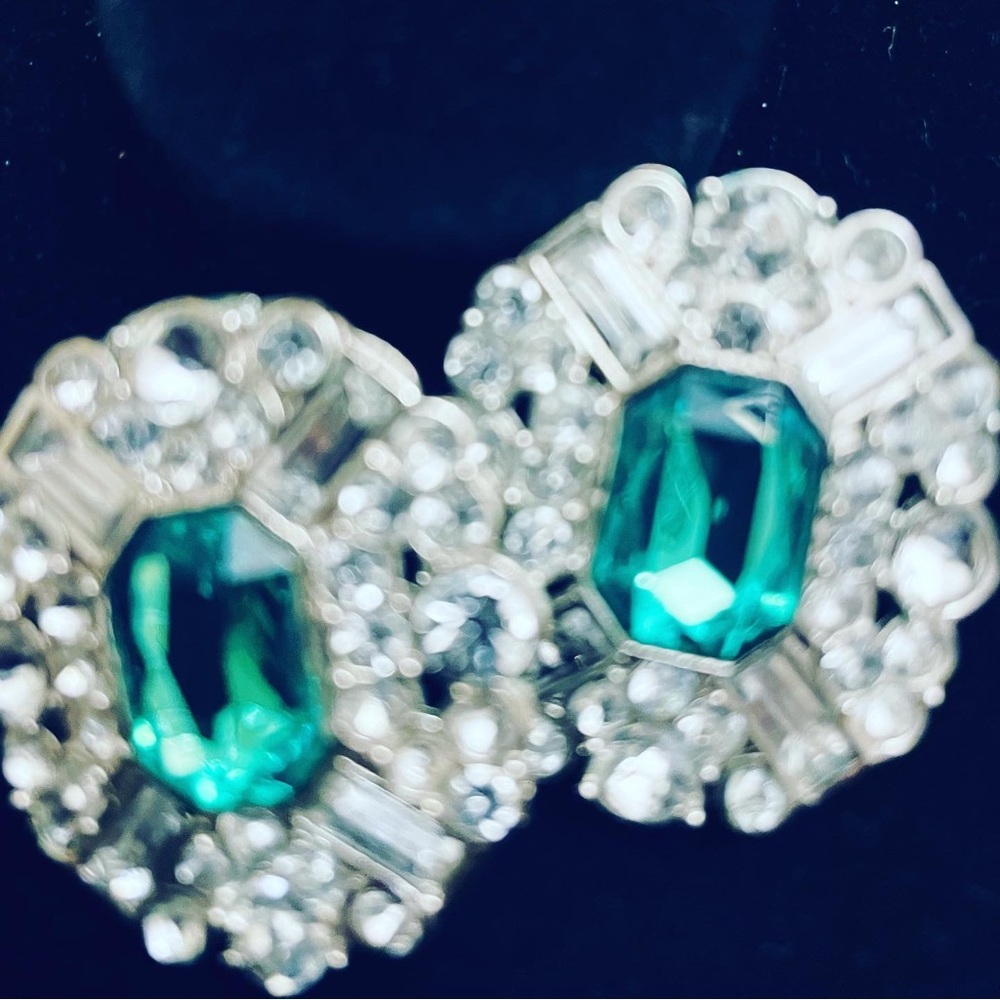 Silver and Green Fashion Earrings.